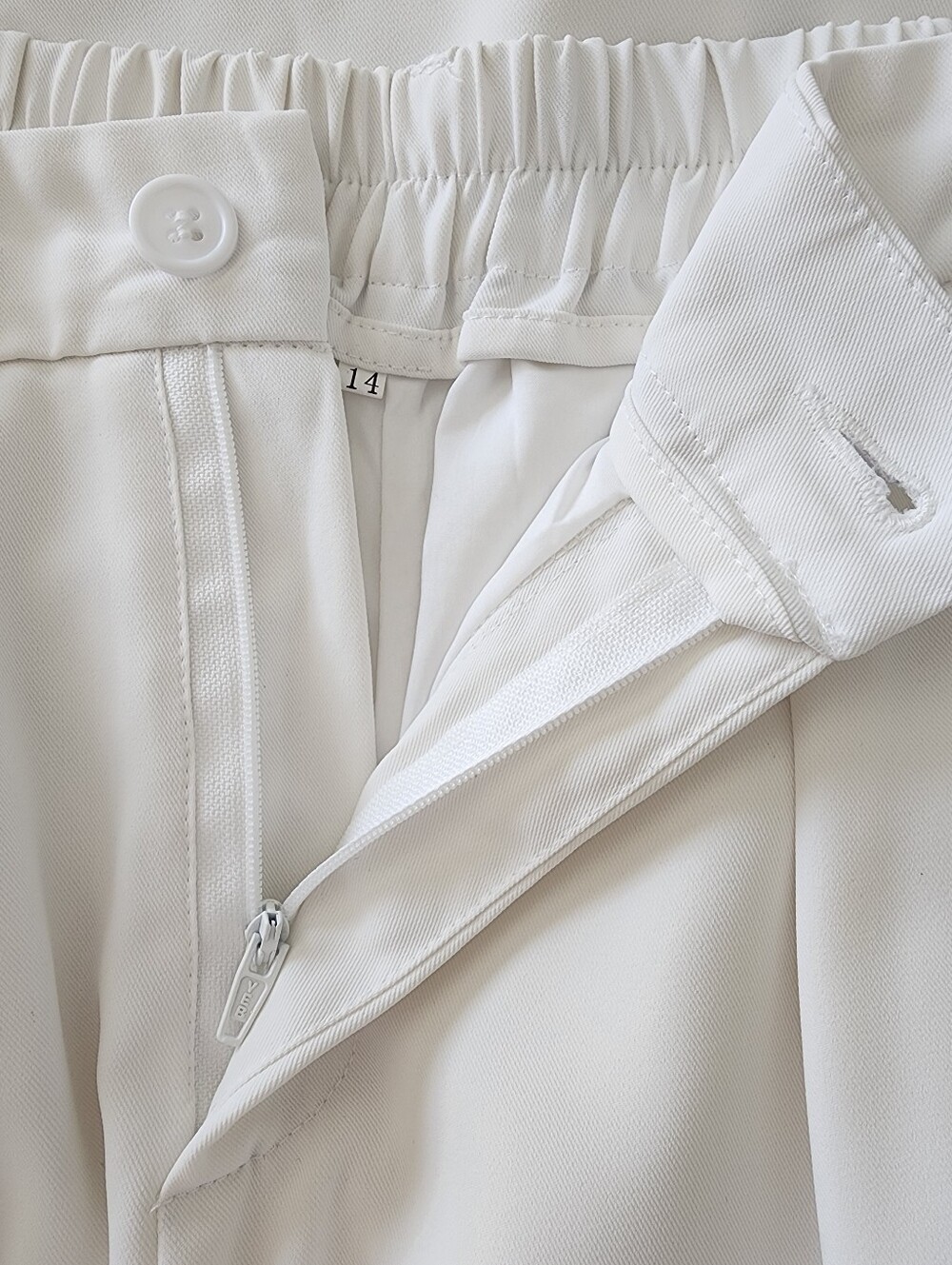 White Wide-Leg High-Waist Trousers Pleated Relaxed Fit Size 14 Womens Palazzo - Picture 10 of 13